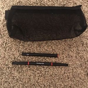Makeup bag and brushes